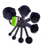 Bulfyss 8Pcs Plastic Measuring Cup and Spoon Set, Black - Image 2