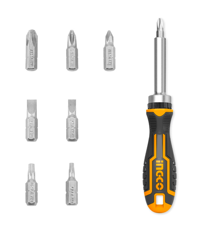 INGCO 8-in-1 Ratchet Screwdriver02 INGCO 8-in-1 Ratchet Screwdriver Set, AKISD0808 - Image 1