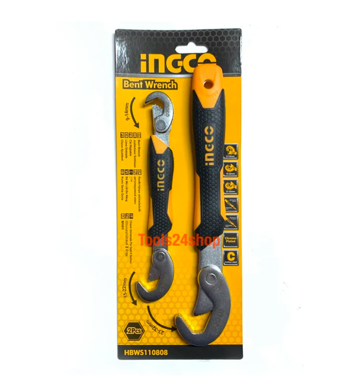 INGCO Multi-purpose wrench, 2 pieces:set (Bent Wrench) HBWS10808 INGCO Multi-purpose wrench, 2 pieces/set (Bent Wrench) HBWS10808 - Image 1