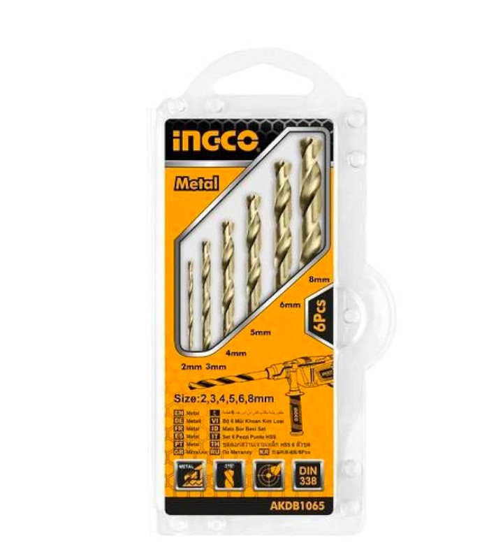 Ingco AKDB1065 Metal Drill Bits 6pcs Ingco AKDB1065 Metal Drill Bits 6pcs - Image 1