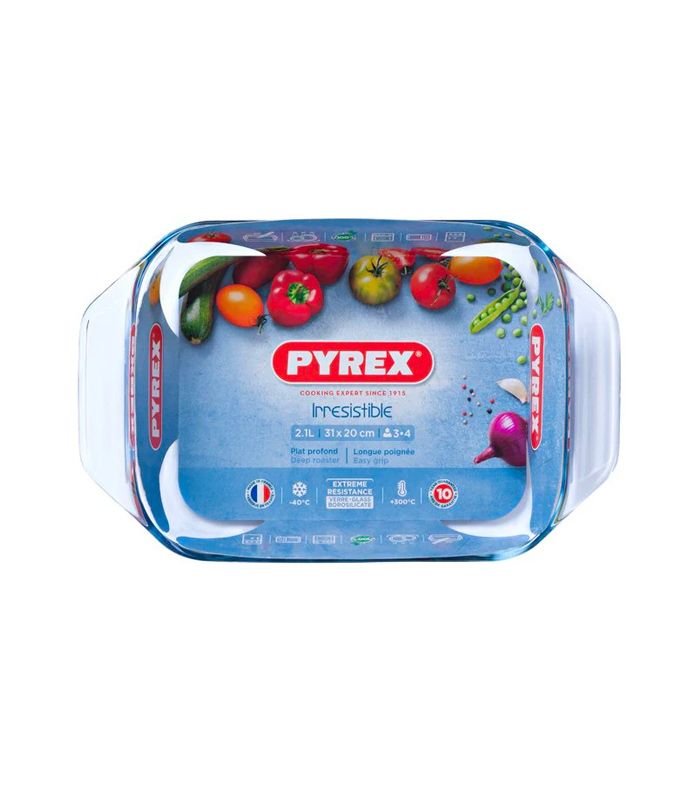 Pyrex Irresistible Glass Rectangular Roaster High Resistance Easy Grip, 31x20cm Pyrex Irresistible Glass Rectangular Roaster High Resistance Easy Grip, 31x20cm - Image 1