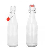 Clear round  1ltr, 750mls, 500mls & 250mls swing top glass bottle