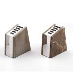 Rockingham Forge Empty Oblique Marble Knife Block - Holds 5 Knives, White - Image 2