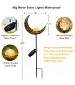 Moon Solar Garden Lights Outdoor Stakes Waterproof Crackle Glass Metal Lights - Image 5